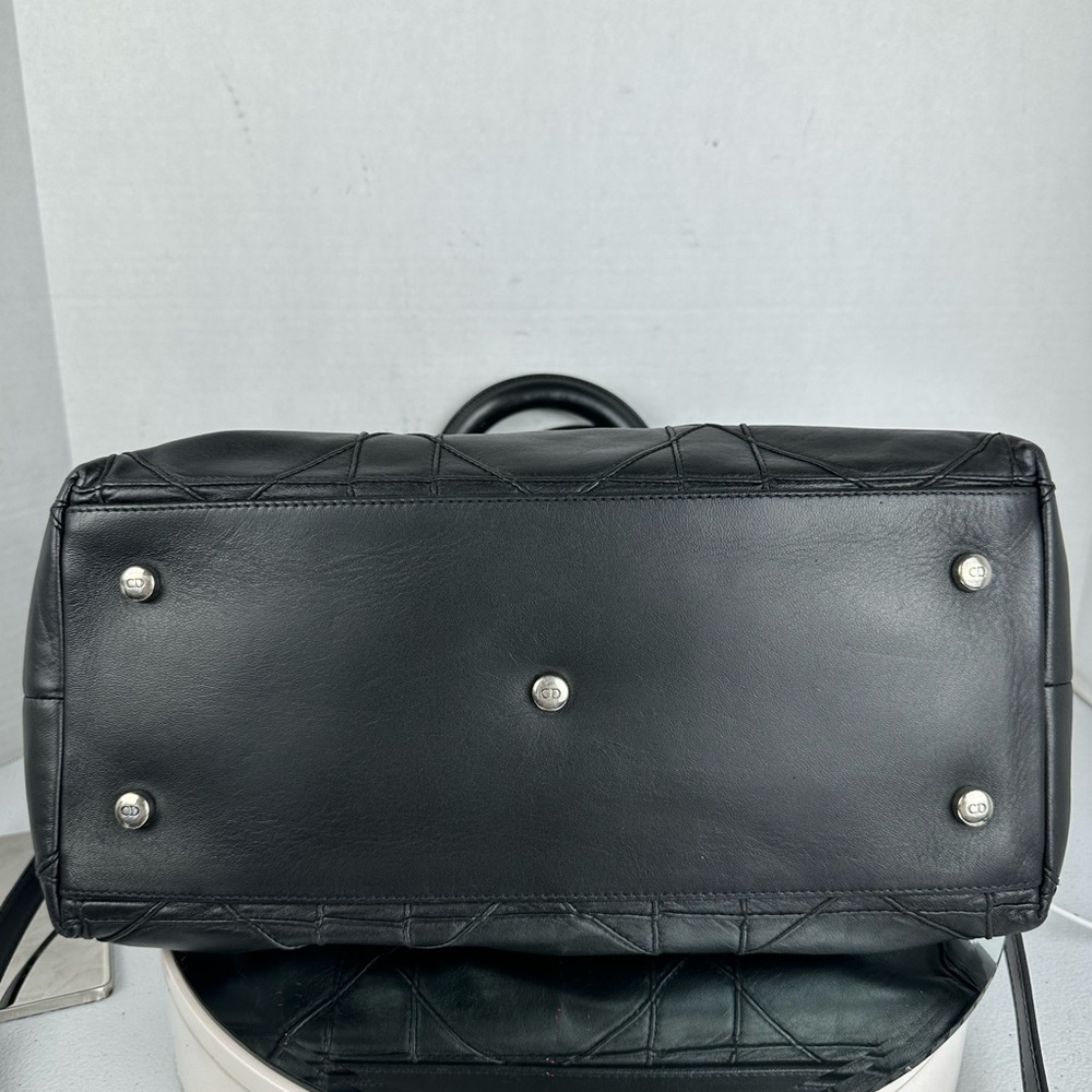 *** SOLD ****DIOR ❤️ Gorgeous Cannage Granville Leather Tote Crossbody Black Bag - Picture 8 of 14